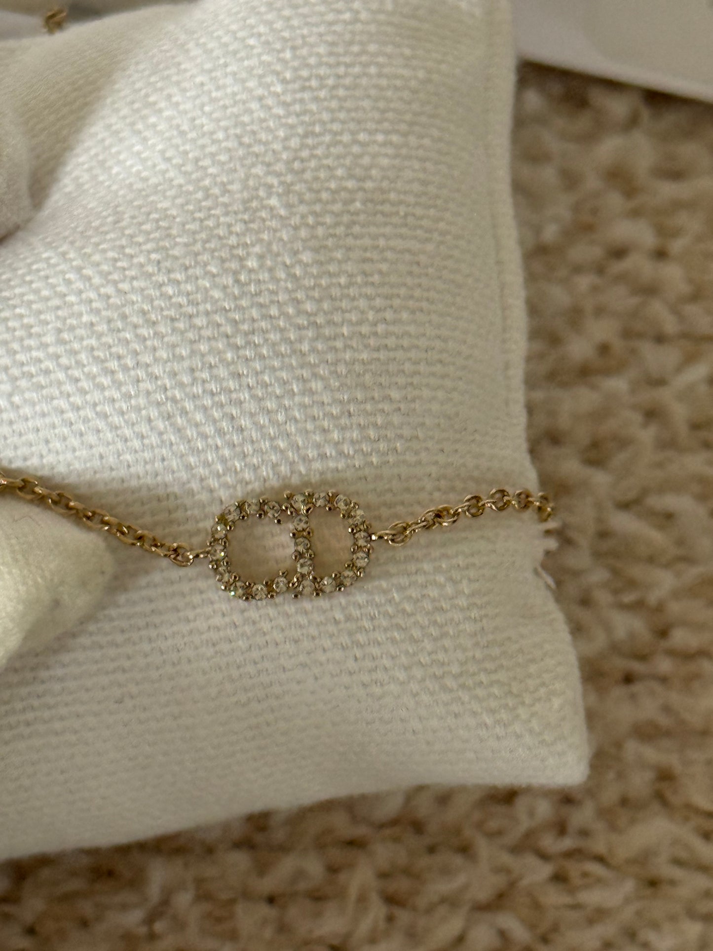 Dior bracelet gold finish metal with white crystals