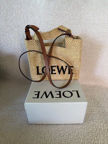 LOEWE mini Font tote in raffia