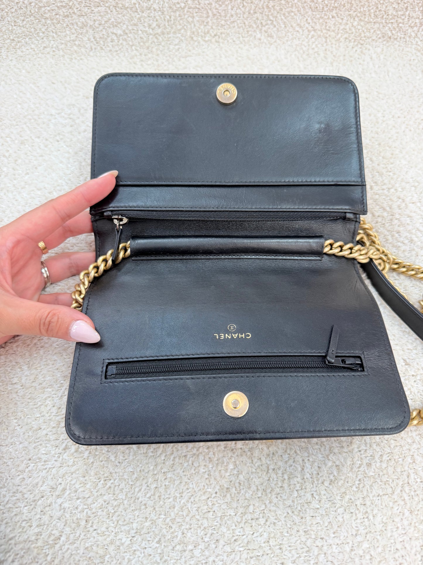 Chanel boy woc black lambskin with ghw