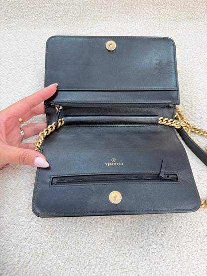 Chanel boy woc black lambskin with ghw
