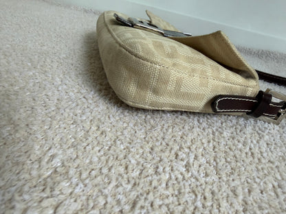 Fendi Baguette vintage beige Zucca canvas shoulder bag