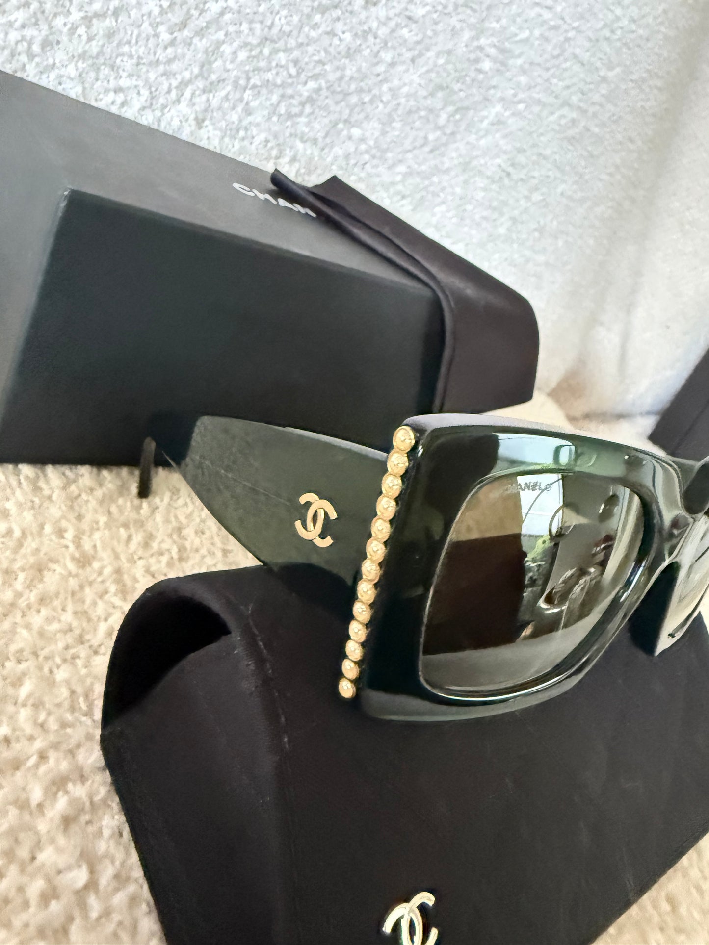 Chanel green oversized sunglasses