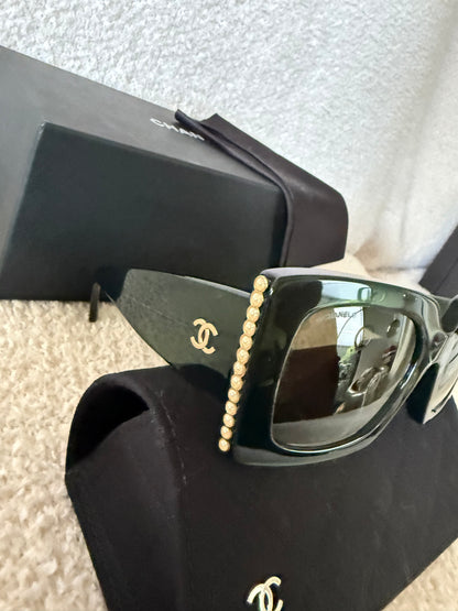 Chanel green oversized sunglasses