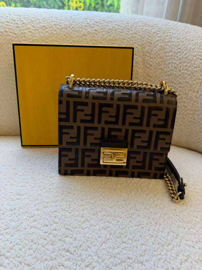 Fendi bag with the FF embossed pattern and FF turn-lock hardwear