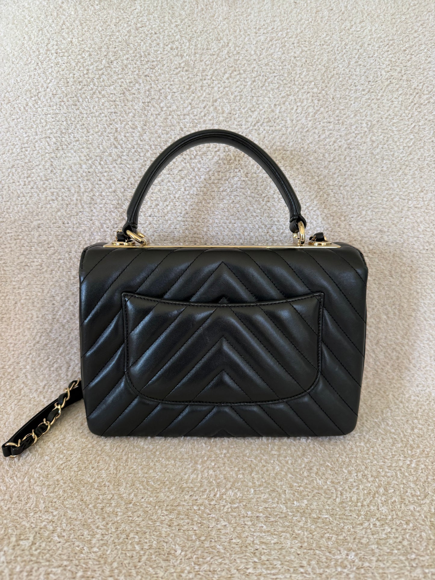 Chanel trendy cc small black chevron lambskin with ghw