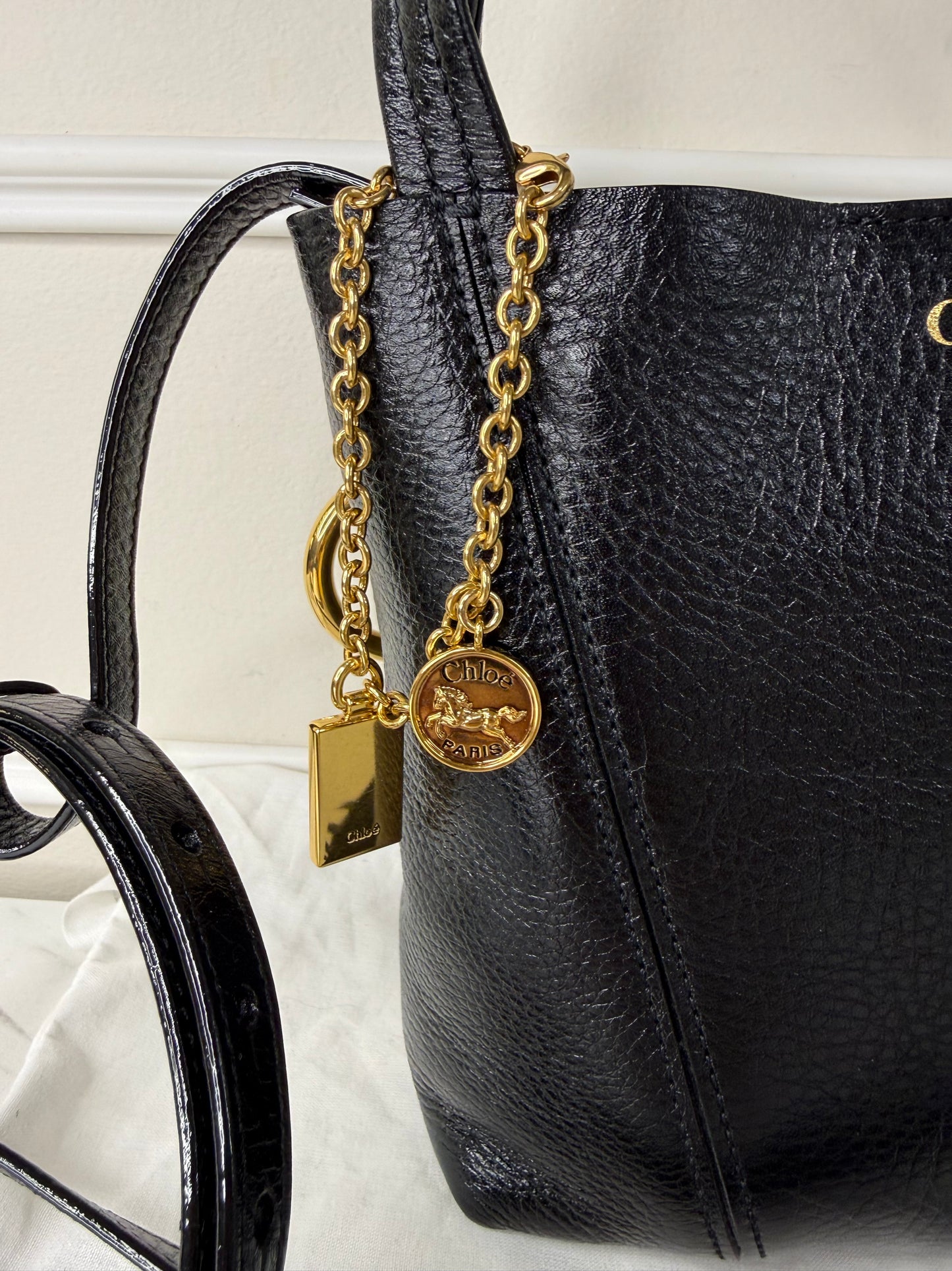 Chloé Small Spin Tote Bag black crafted from grained calf leather