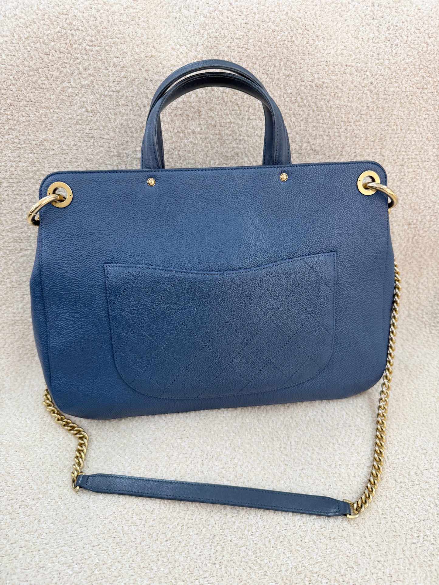 Chanel Calf Skin Blue Tote Bag