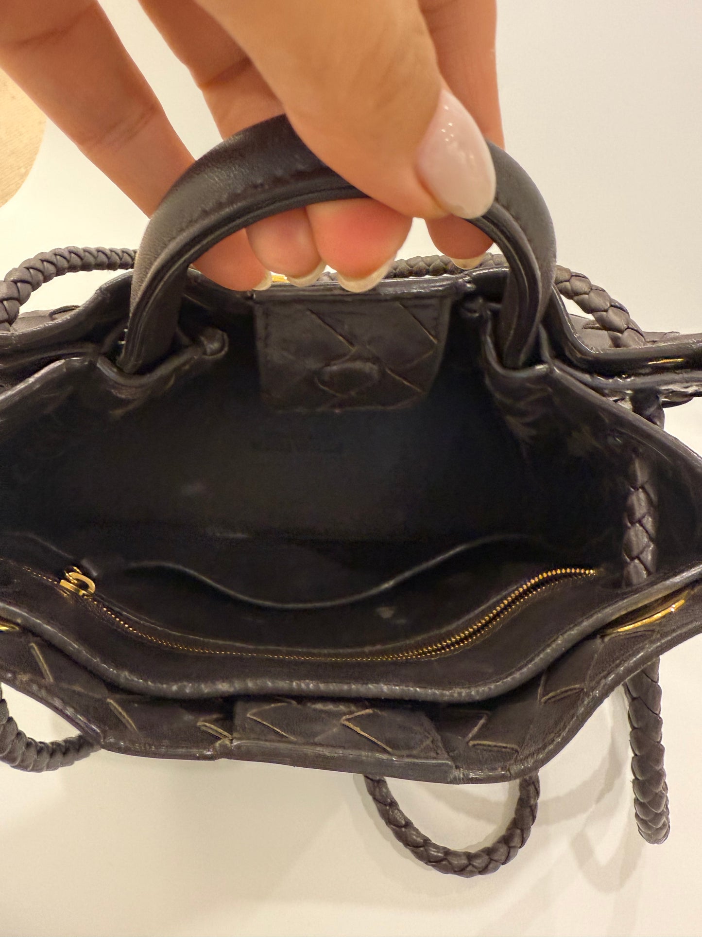 Bottega Veneta Andiamo Small Leather Top Handle Bag