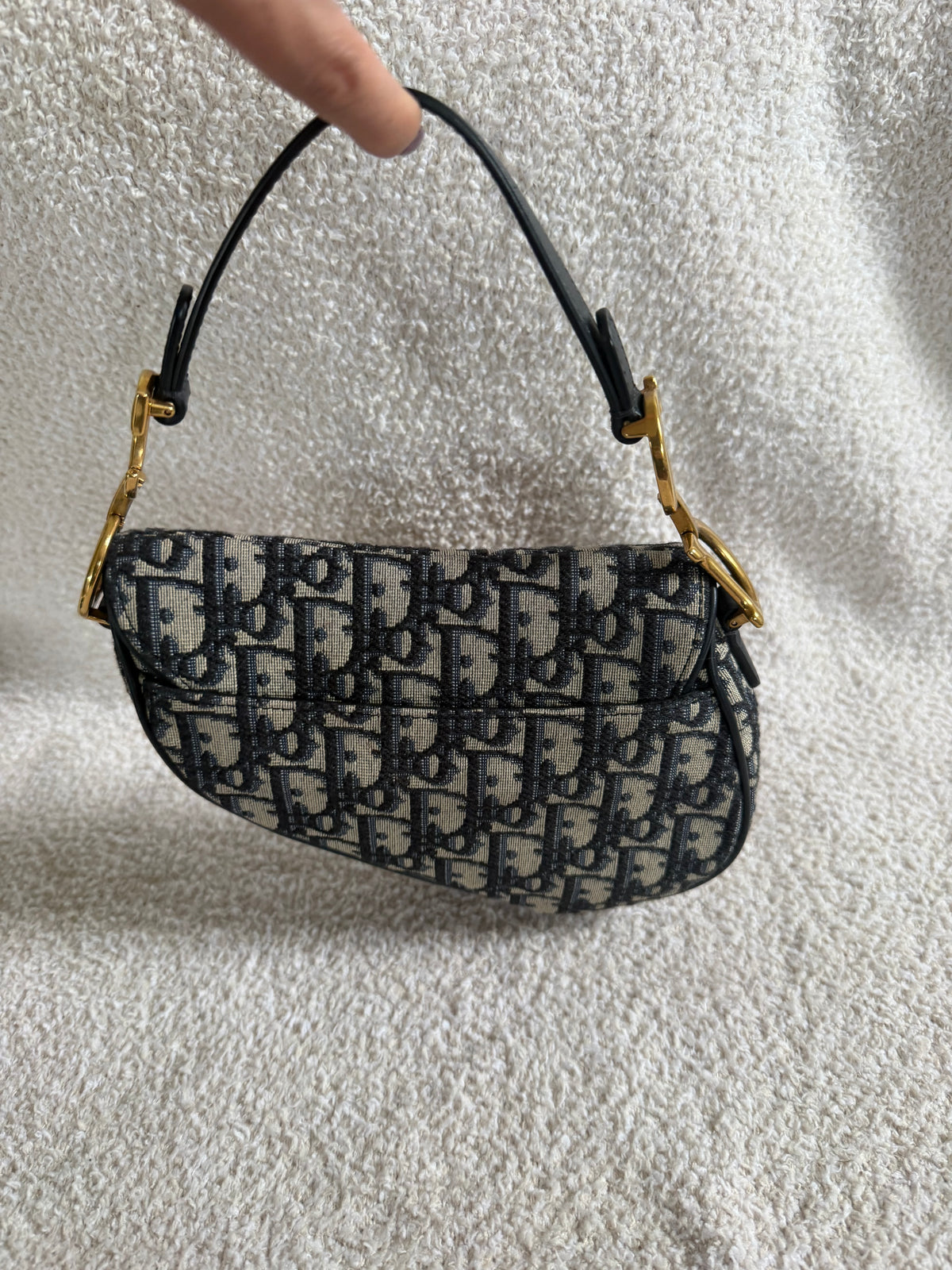 Dior Blue Oblique jacquard canvas Dior mini saddle bag