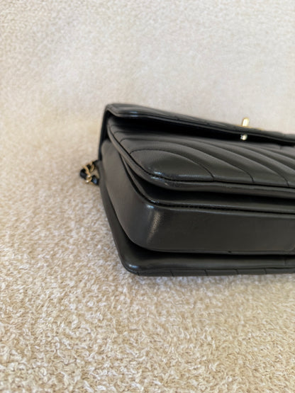 Chanel trendy cc small black chevron lambskin with ghw