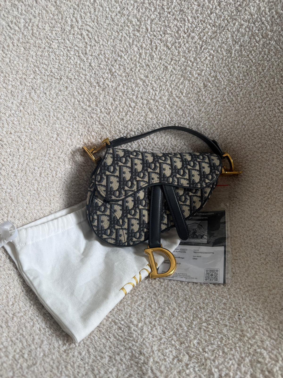 Dior Blue Oblique jacquard canvas Dior mini saddle bag