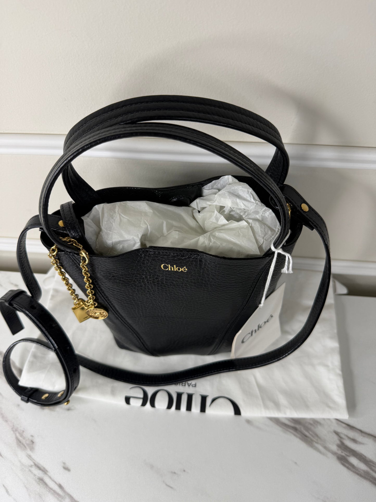 Chloé Small Spin Tote Bag black crafted from grained calf leather