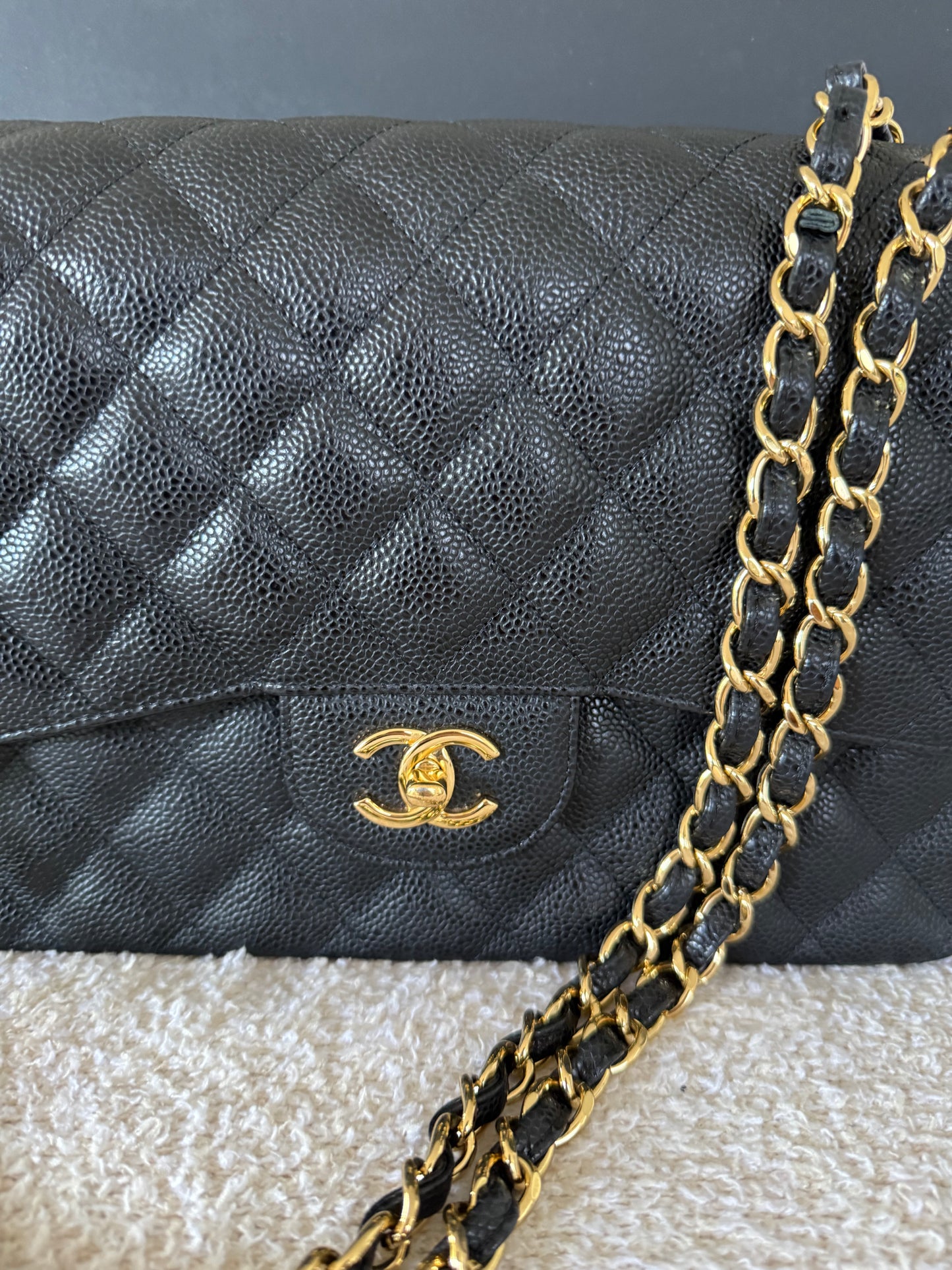Chanel Classic flap jumbo black caviar with GHW