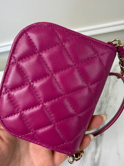 Chanel Magenta Quilted Lambskin and Tweed Mini Waist Bag and Coin Purse Set