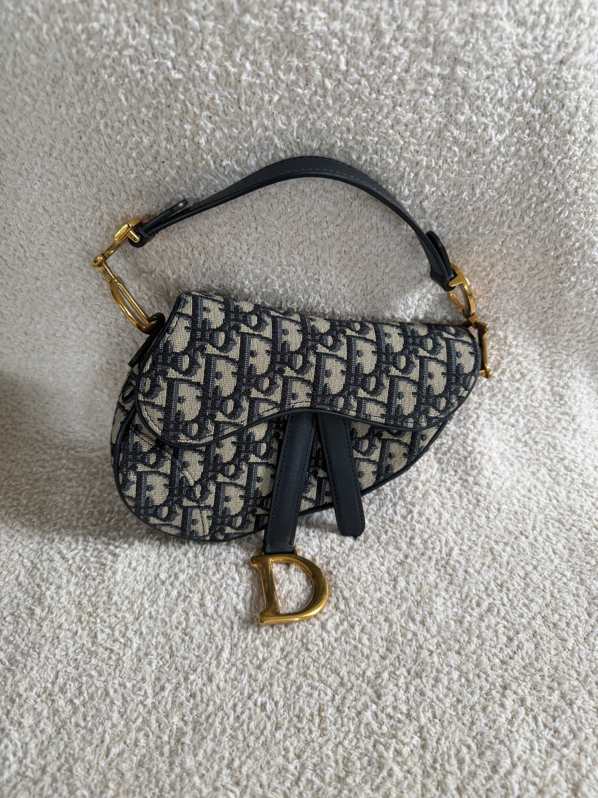 Dior Blue Oblique jacquard canvas Dior mini saddle bag
