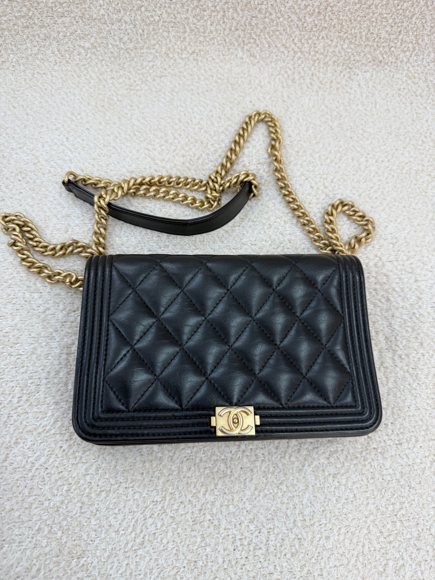 Chanel boy woc black lambskin with ghw