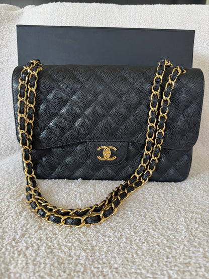 Chanel Classic flap jumbo black caviar with GHW