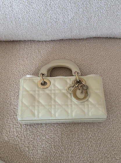 DIOR Small Lady D-Joy Bag in Latte Patent Cannage Calfskin