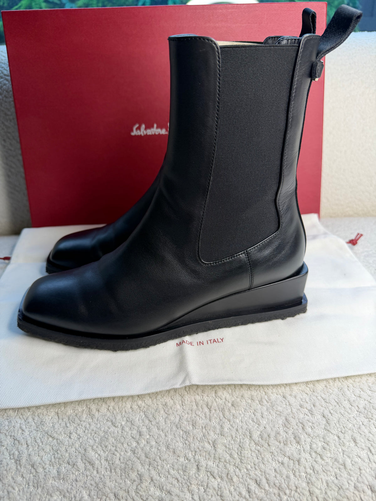 Salvador Ferragamo Low Wedge Boots