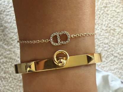 Dior bracelet gold finish metal with white crystals