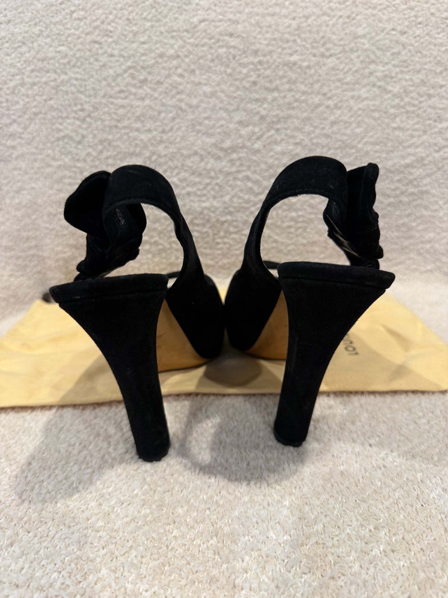 Louis Vuitton Black Suede Tonka Slingback Platform