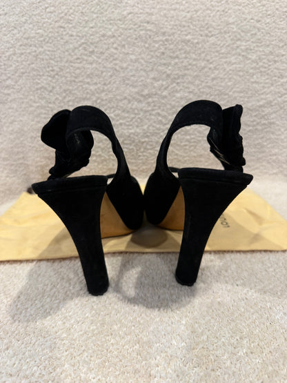 Louis Vuitton Black Suede Tonka Slingback Platform