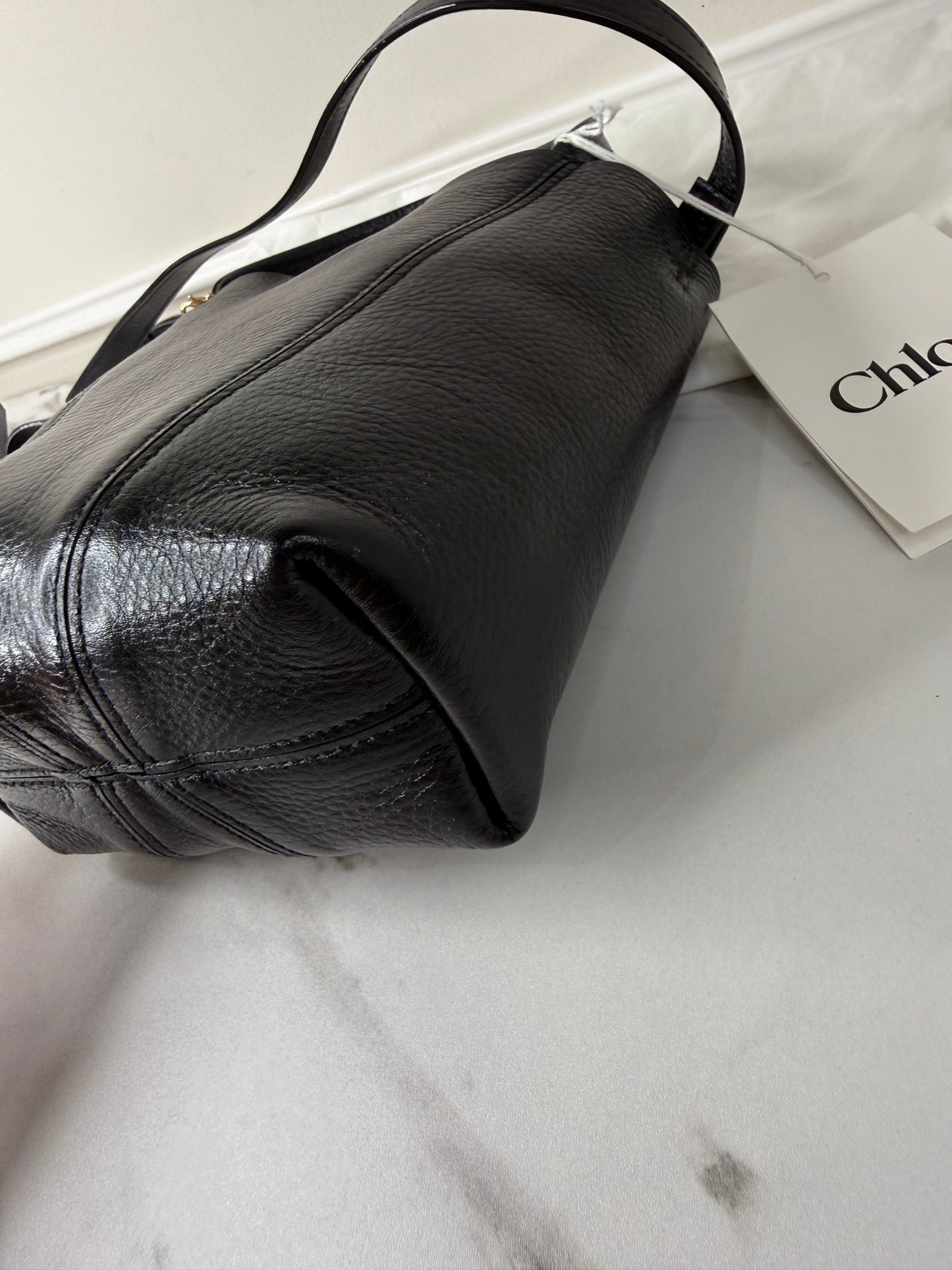 Chloé Small Spin Tote Bag black crafted from grained calf leather