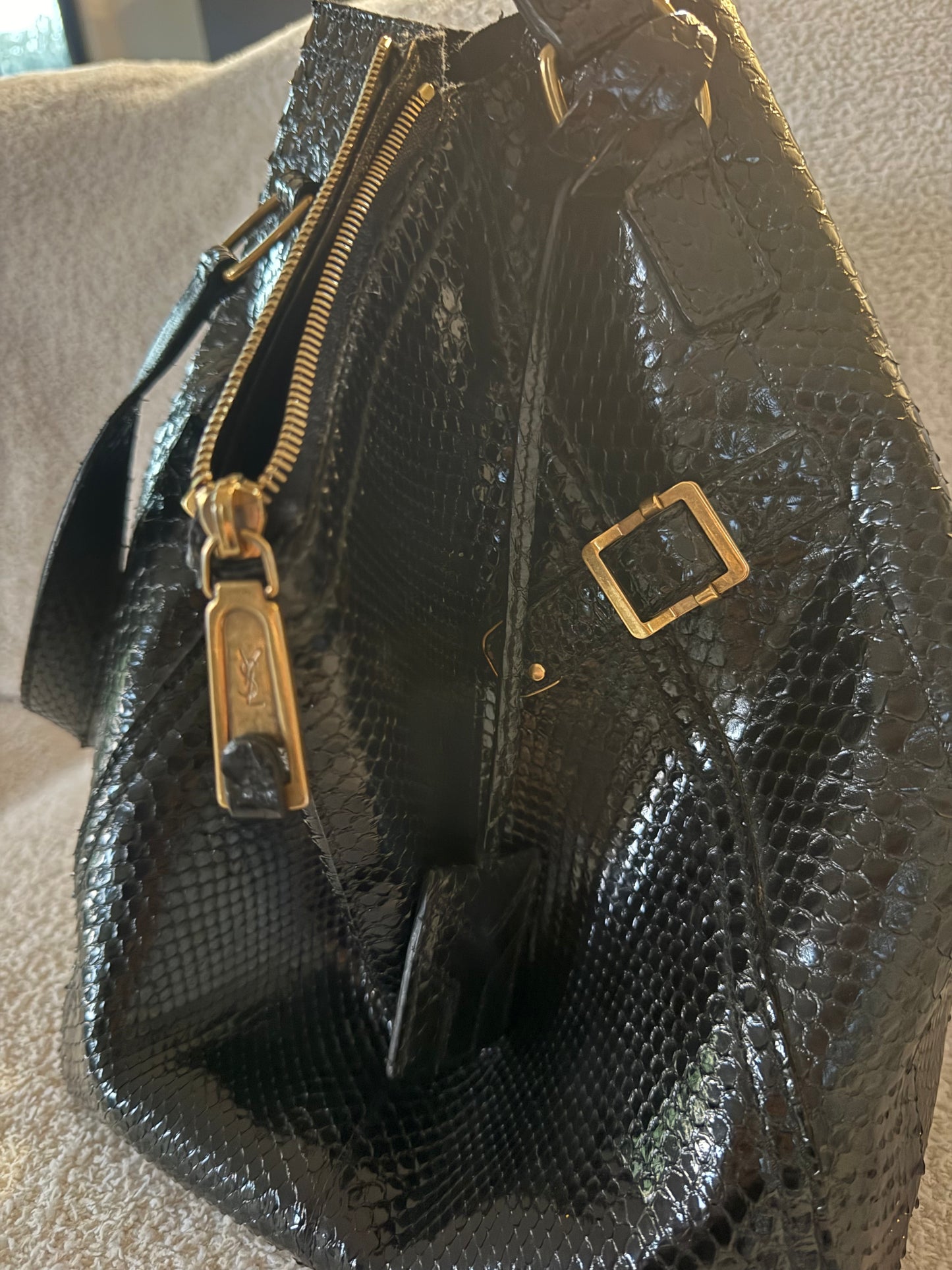 Saint Laurent Black textured Saint Rive Gauche tote bag