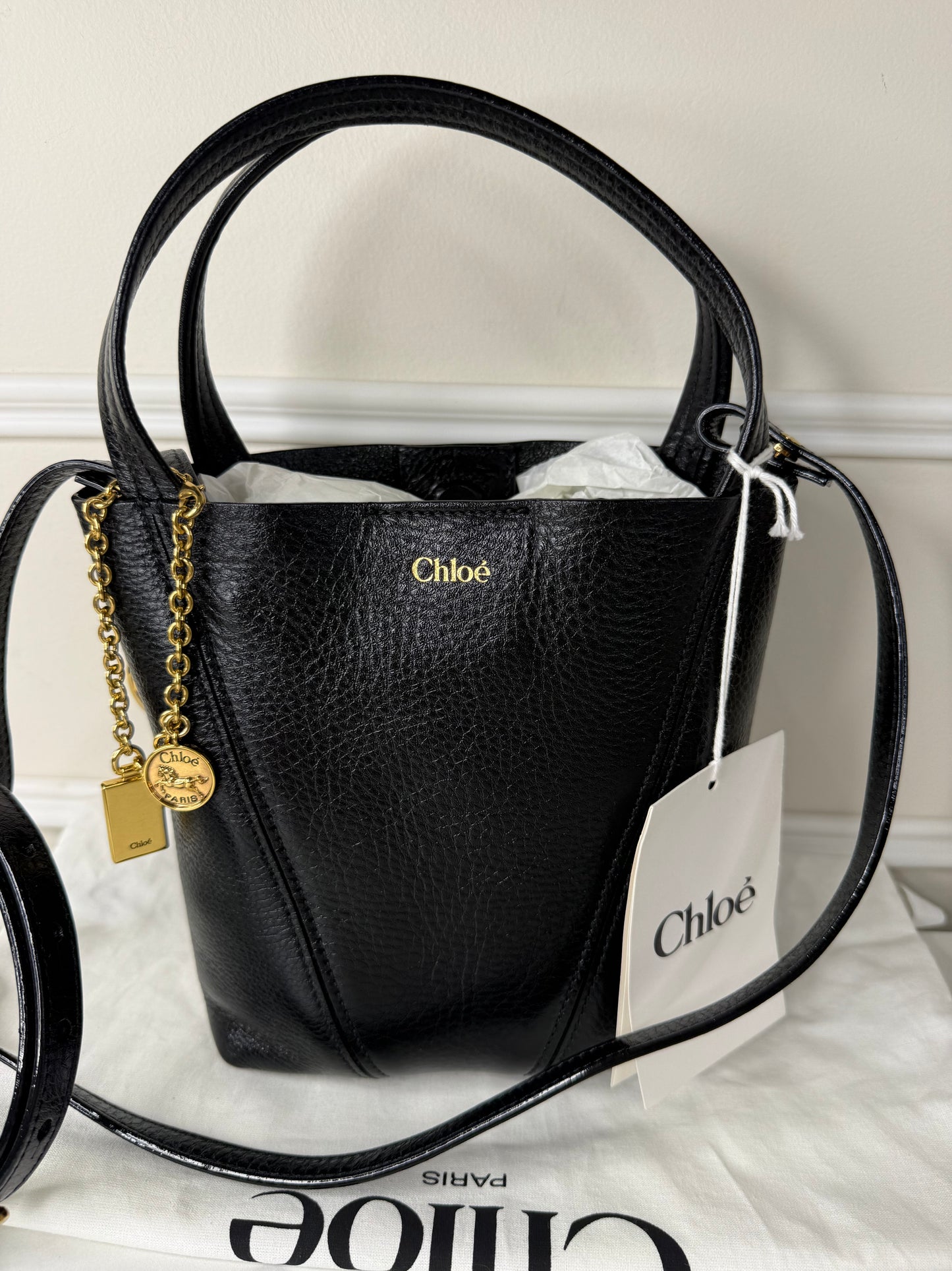 Chloé Small Spin Tote Bag black crafted from grained calf leather