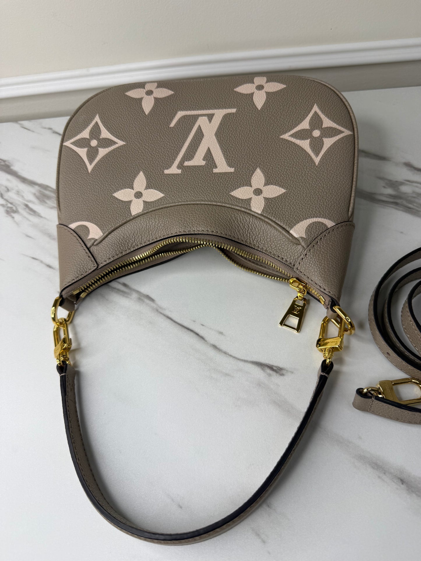 Louis Vuitton Bagatelle NM shoulder bag in tourterelle creme bicolour monogram empreinte leather
