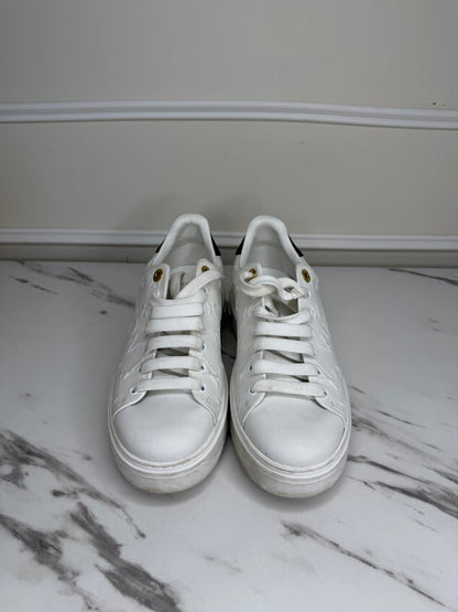 White Monogram Embossed Time Out Sneakers