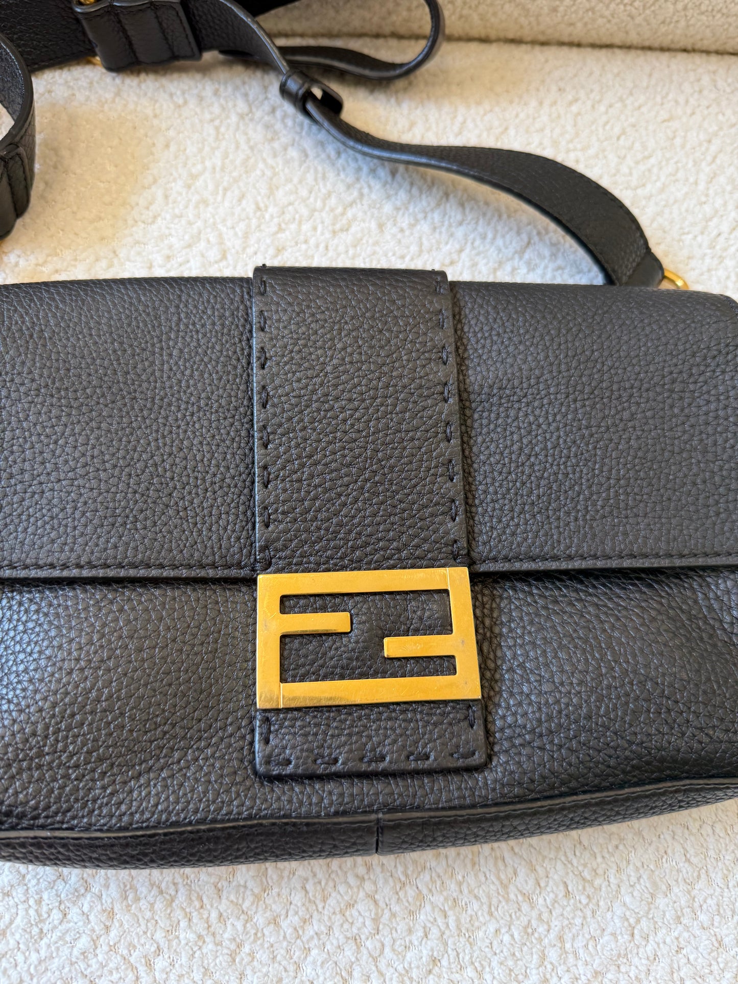 Fendi Baguette black leather bag
