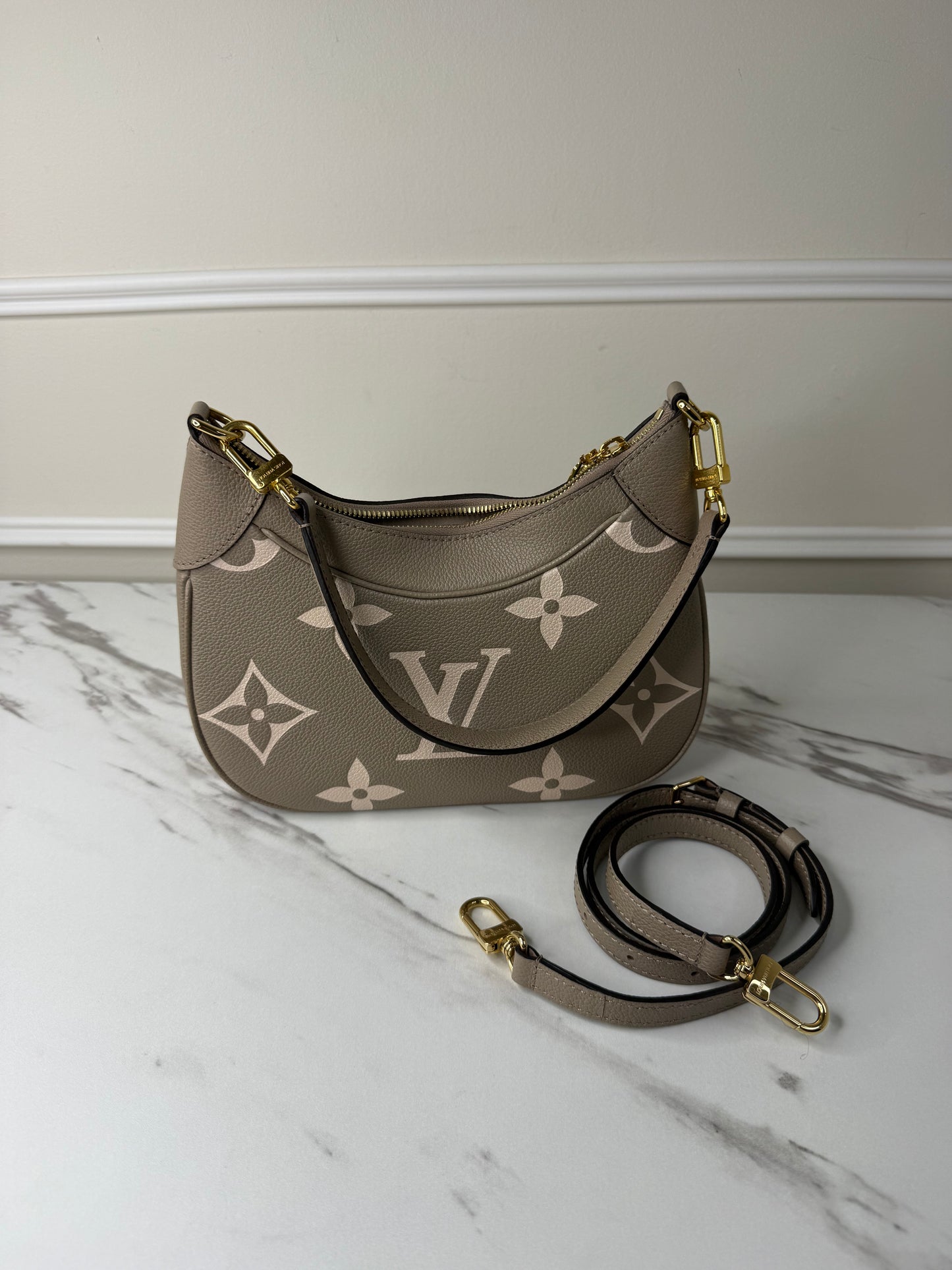 Louis Vuitton Bagatelle NM shoulder bag in tourterelle creme bicolour monogram empreinte leather