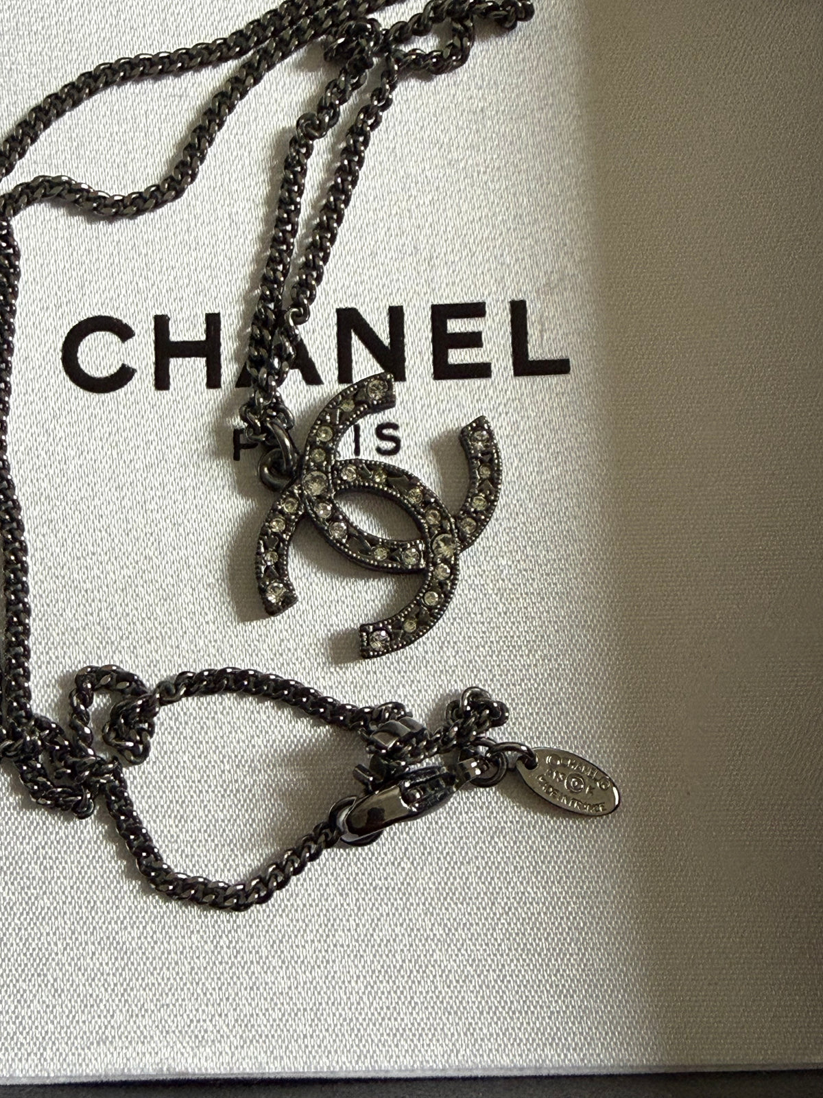 Chanel CC Logo silver tone Necklace