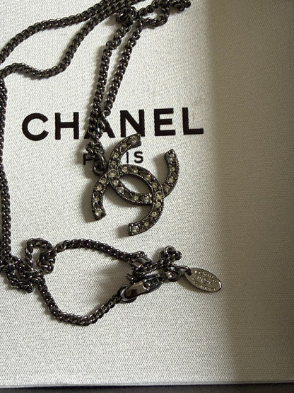 Chanel CC Logo silver tone Necklace