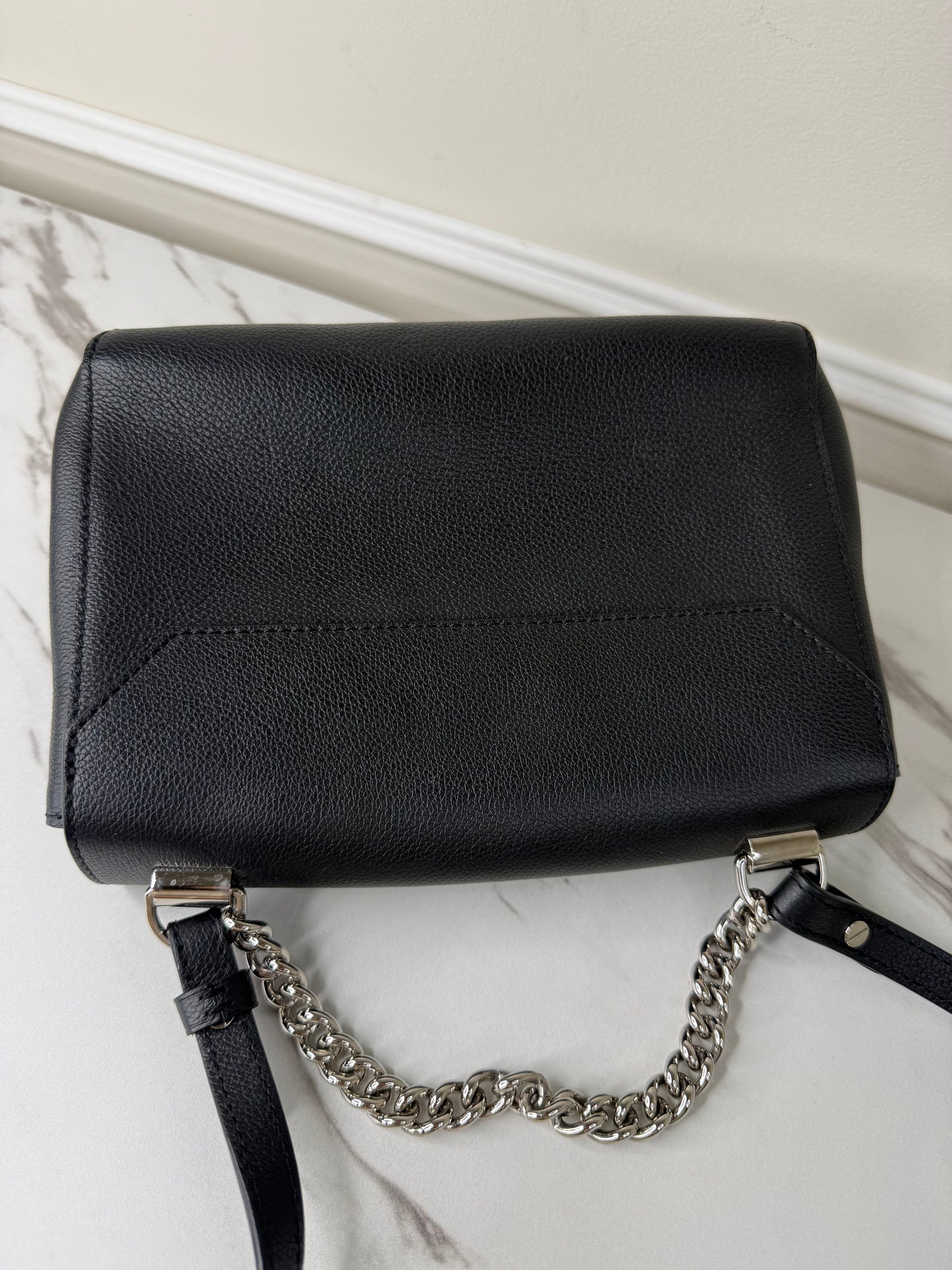 Louis Vuitton Lockme II BB bag in black grained calfskin leather with silver-tone hardware