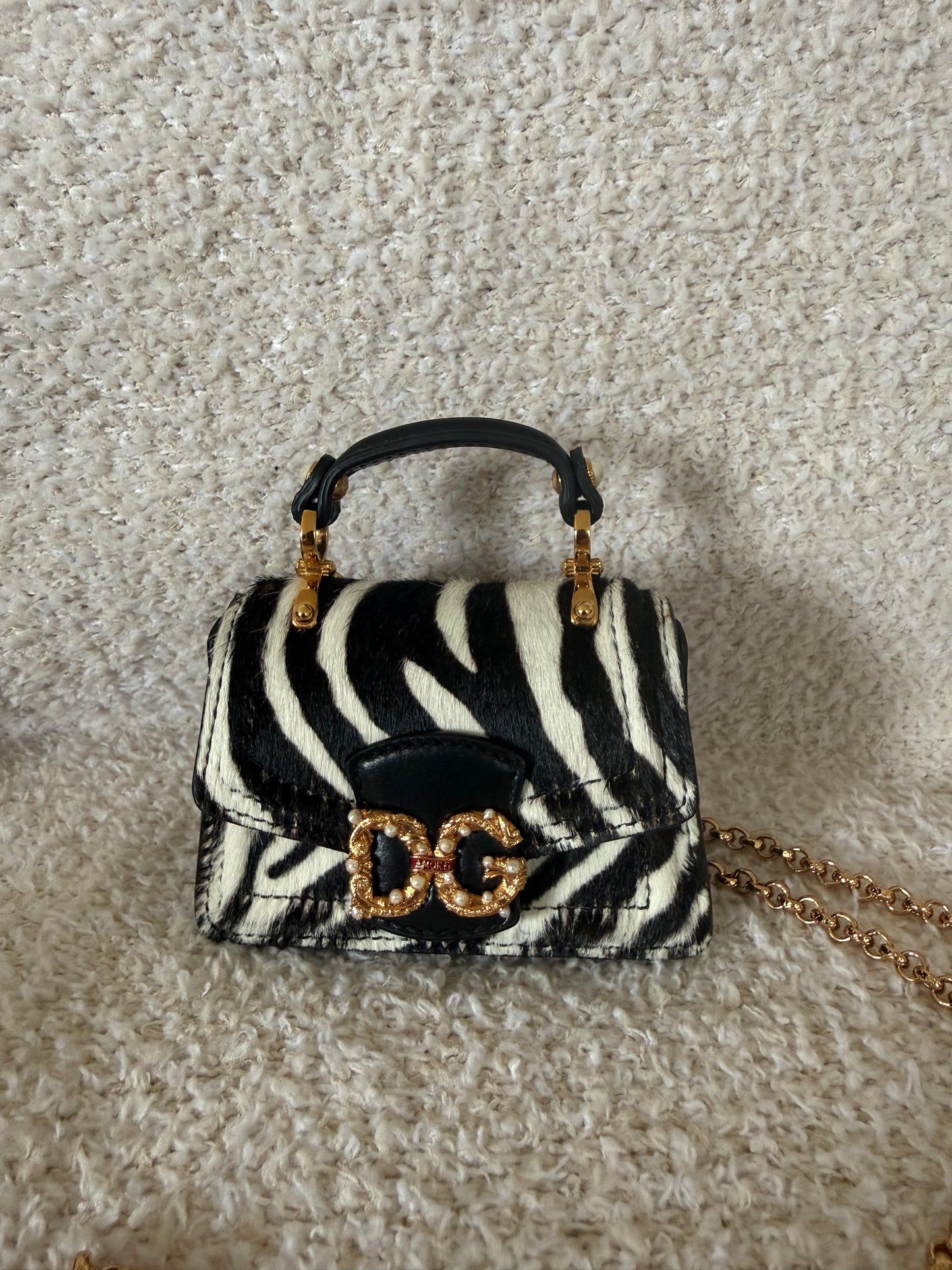 Dolce & Gabbana mini zebra-print calf hair DG Amore crossbody bag