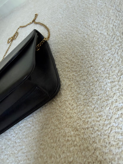Christian Dior vintage black leather flap chain bag