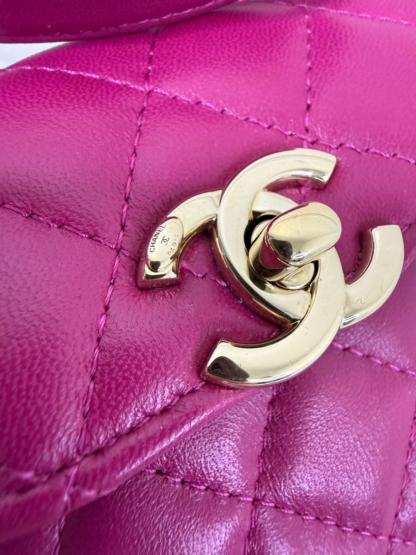 Chanel Magenta Quilted Lambskin and Tweed Mini Waist Bag and Coin Purse Set