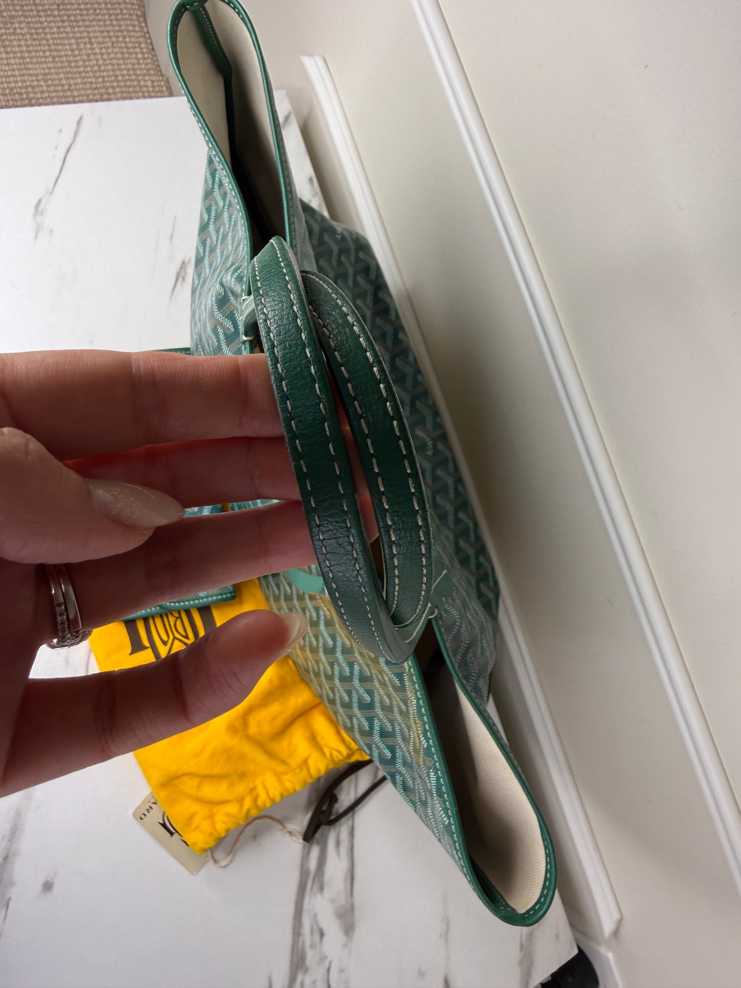 Goyard Saint Louis PM tote bag in green Goyardine coated canvas