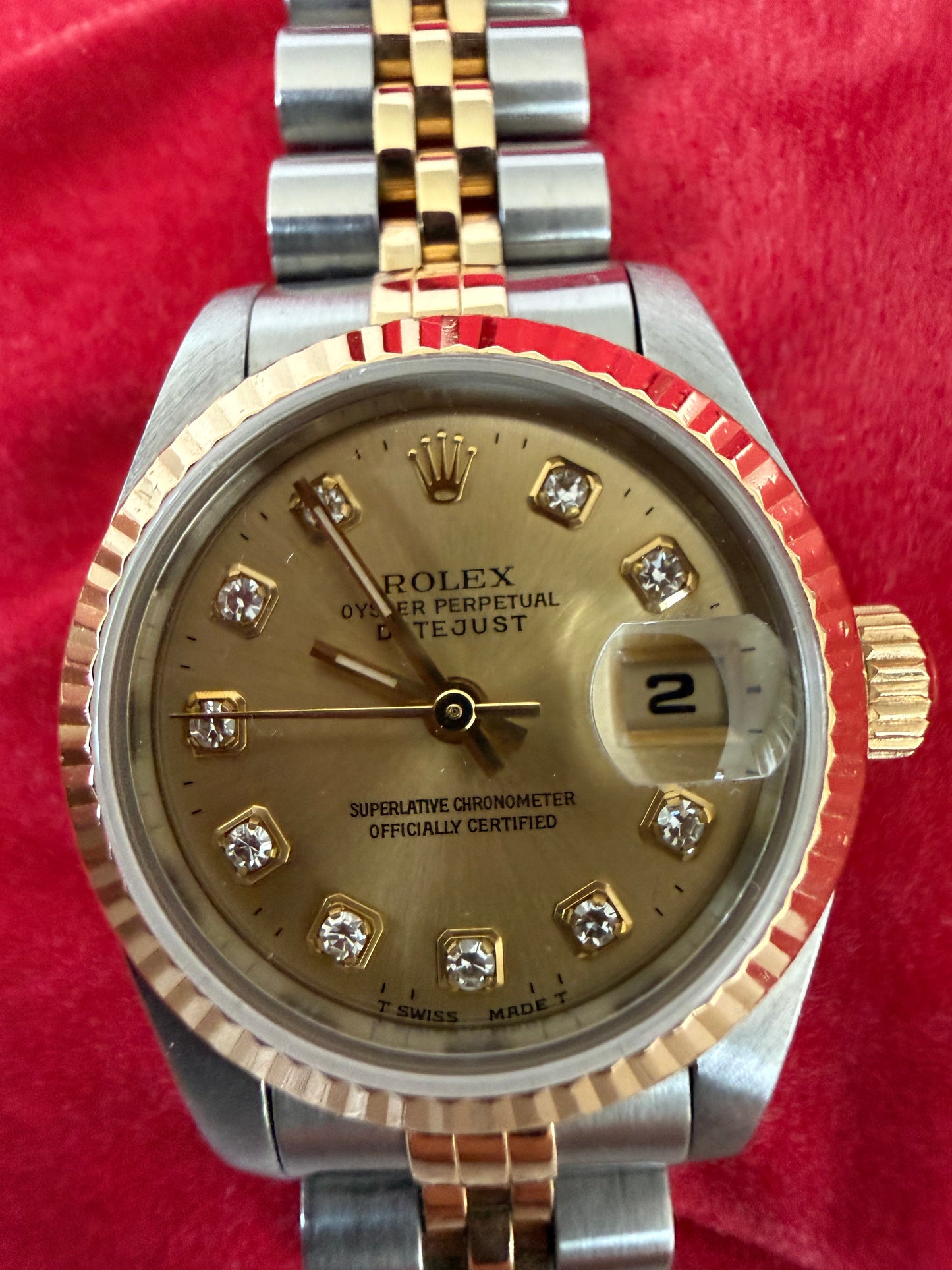 Rolex Datejust 26 vintage two tone 18k gold with diamond dial