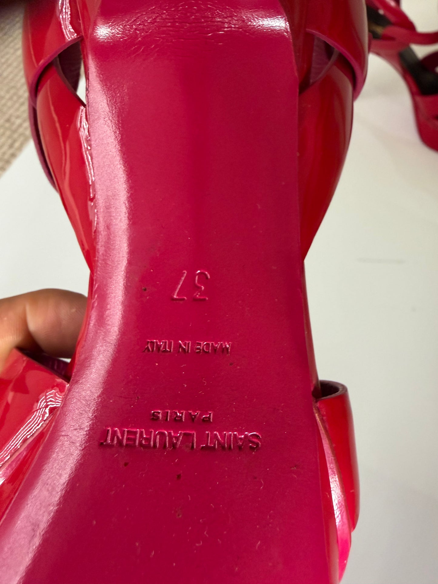 Saint Laurent Tribute Sandals in Hot Pink