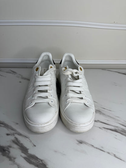 White Monogram Embossed Time Out Sneakers