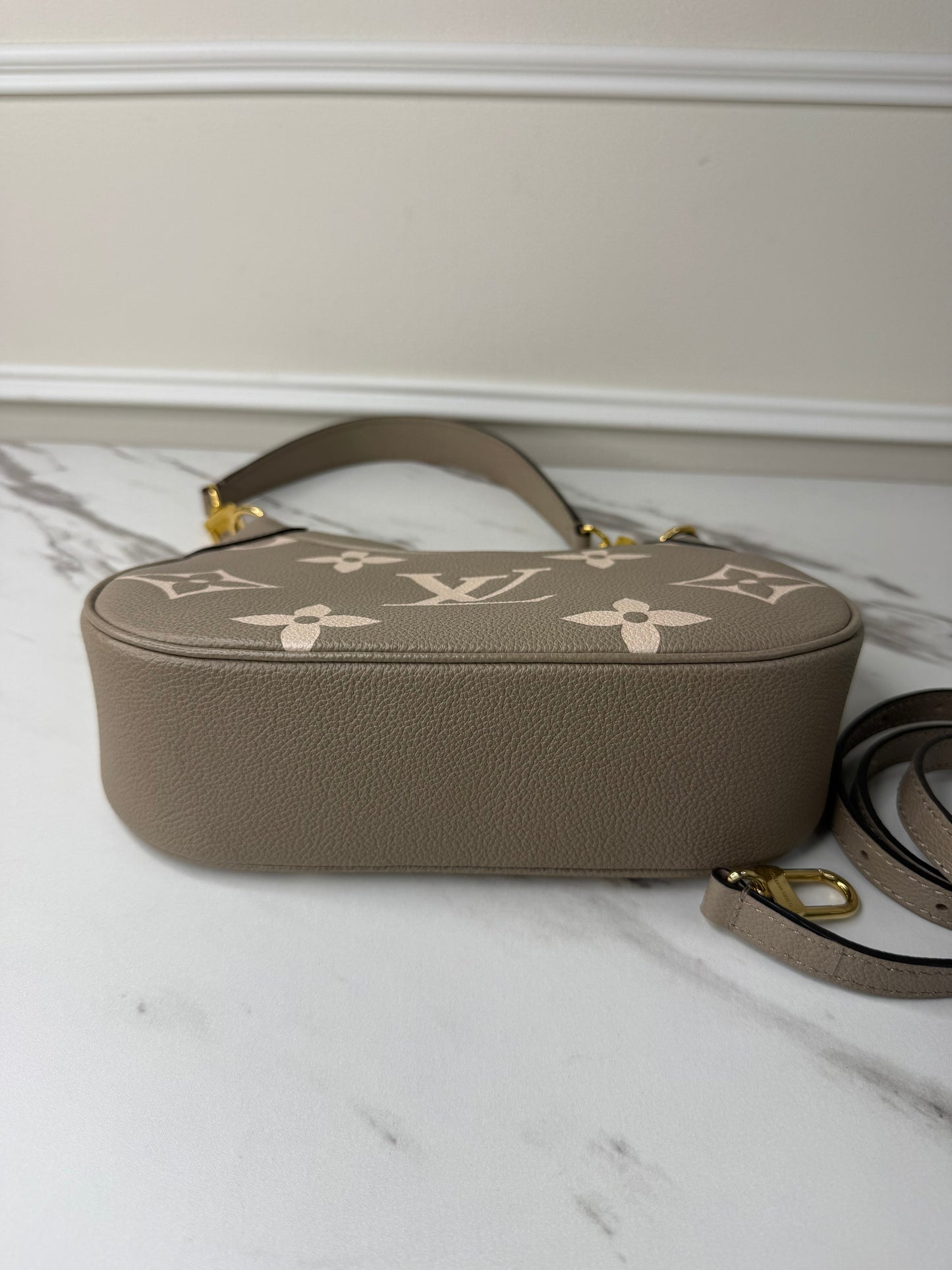 Louis Vuitton Bagatelle NM shoulder bag in tourterelle creme bicolour monogram empreinte leather