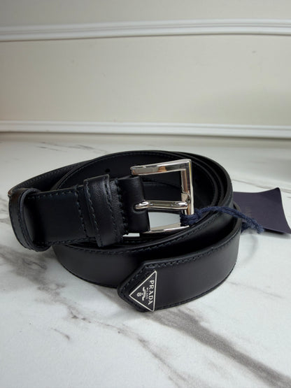 Prada Saffiano Leather Belt with Triangle Logo