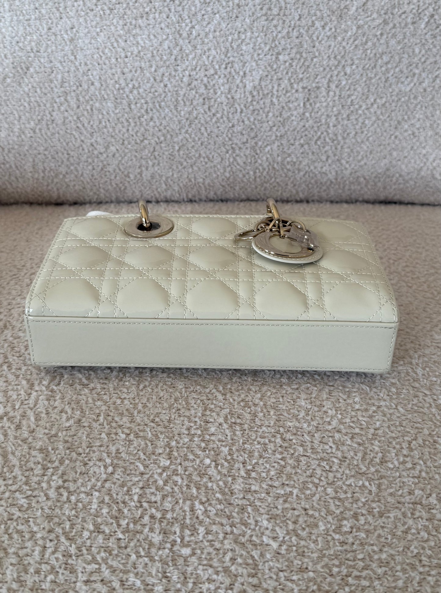 DIOR Small Lady D-Joy Bag in Latte Patent Cannage Calfskin