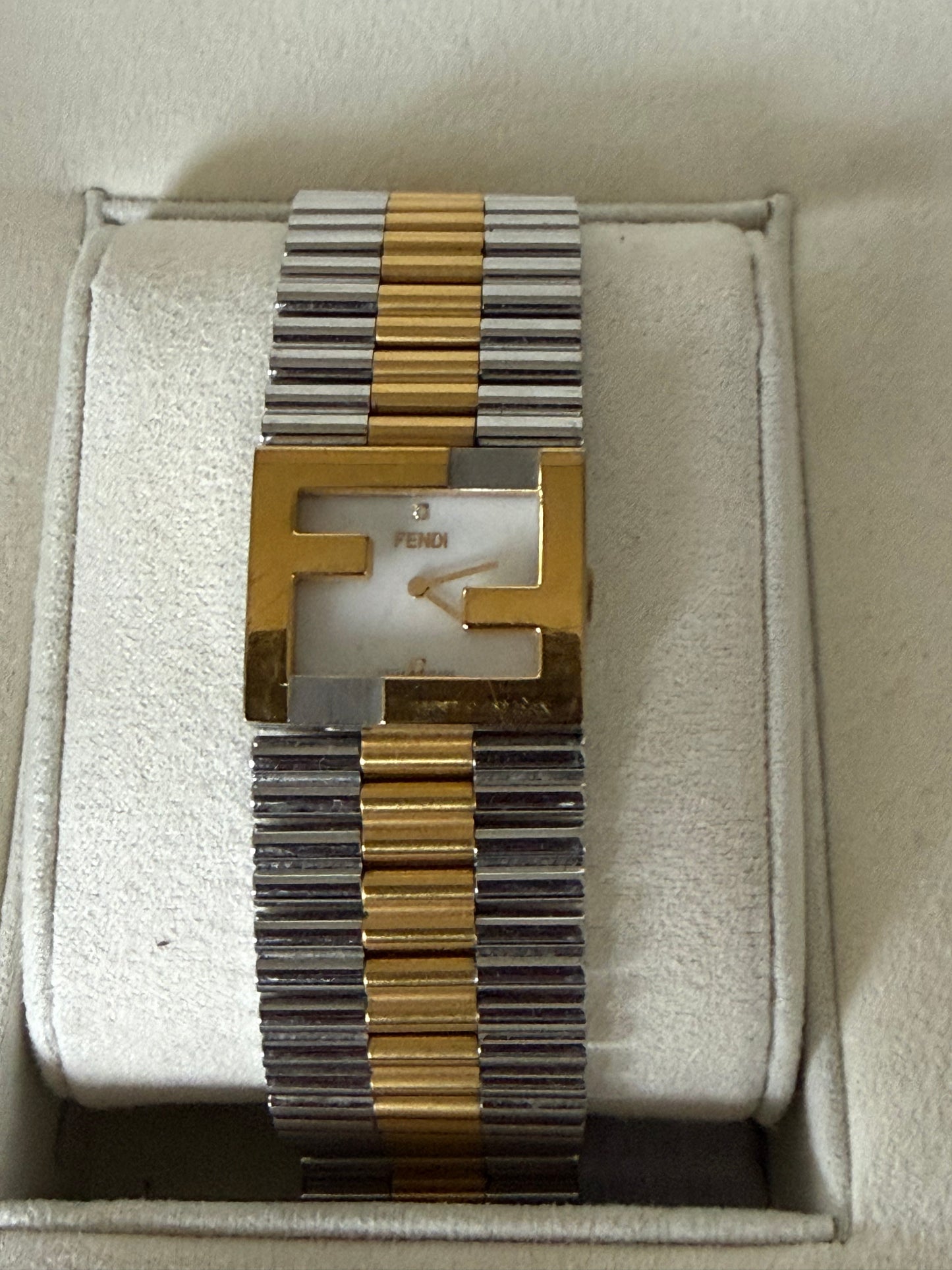 Fendi Fendimania bracelet watch featuring a two-tone stainless steel
