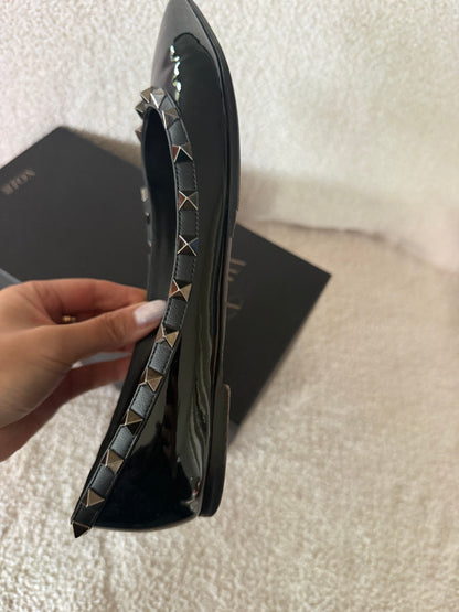 Valentino Garavani Rockstud patent leather ballet flats size 38