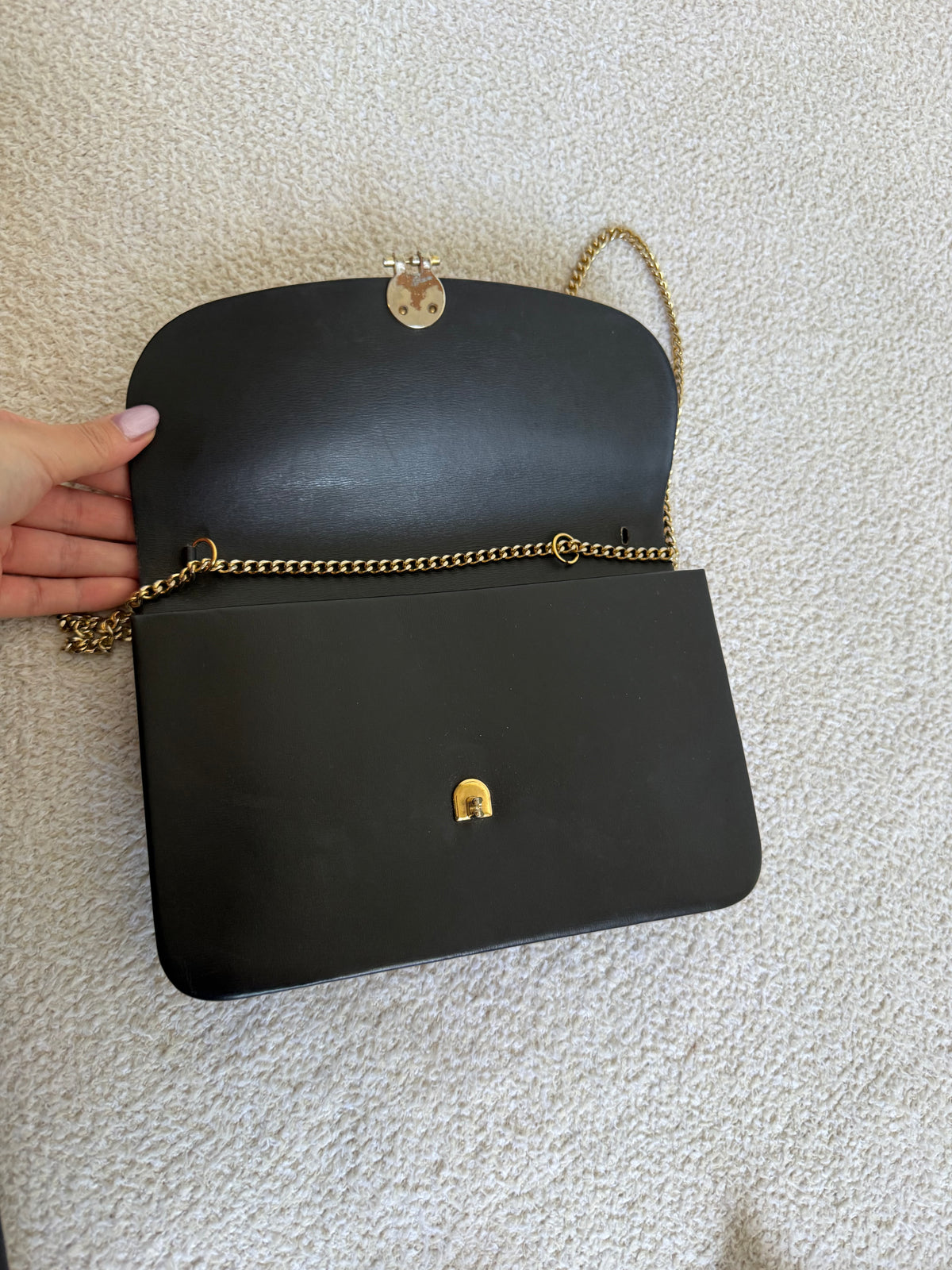 Christian Dior vintage black leather flap chain bag