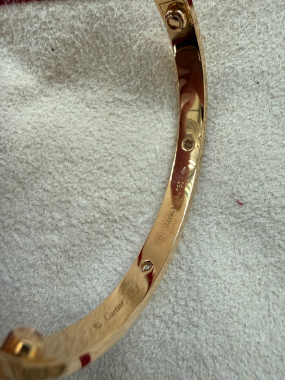 Cartier love bracelet yellow gold with 4 diamonds size 17